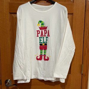 The Children's Place Men's XXL Long Sleeve White T-Shirt PAPA ELF Christmas